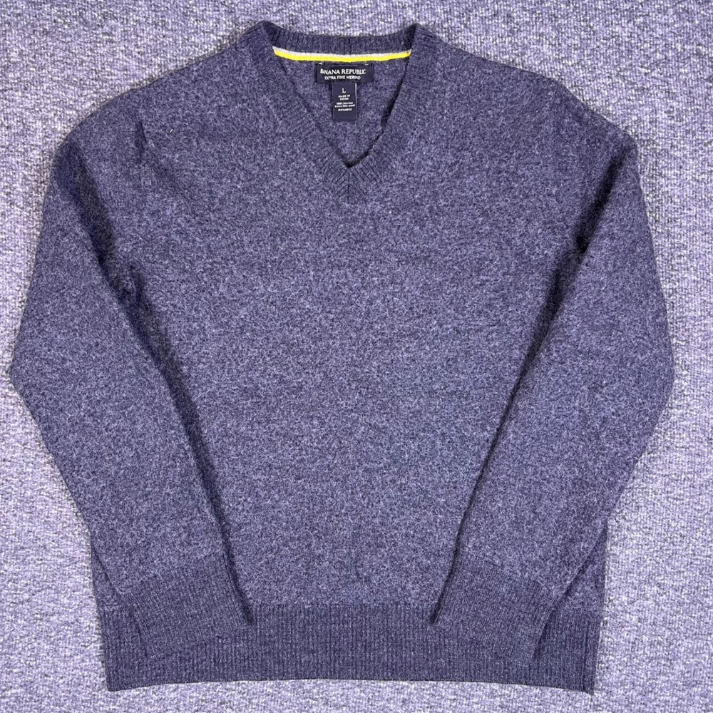 Banana Republic Extra Fine Merino Wool Sweater Boys L Gray School Uniform Winter
